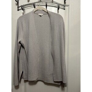 J Jill Open Cardigan Sweater Women’s‎ Size S Gray Lightweight Wool Blend Preppy